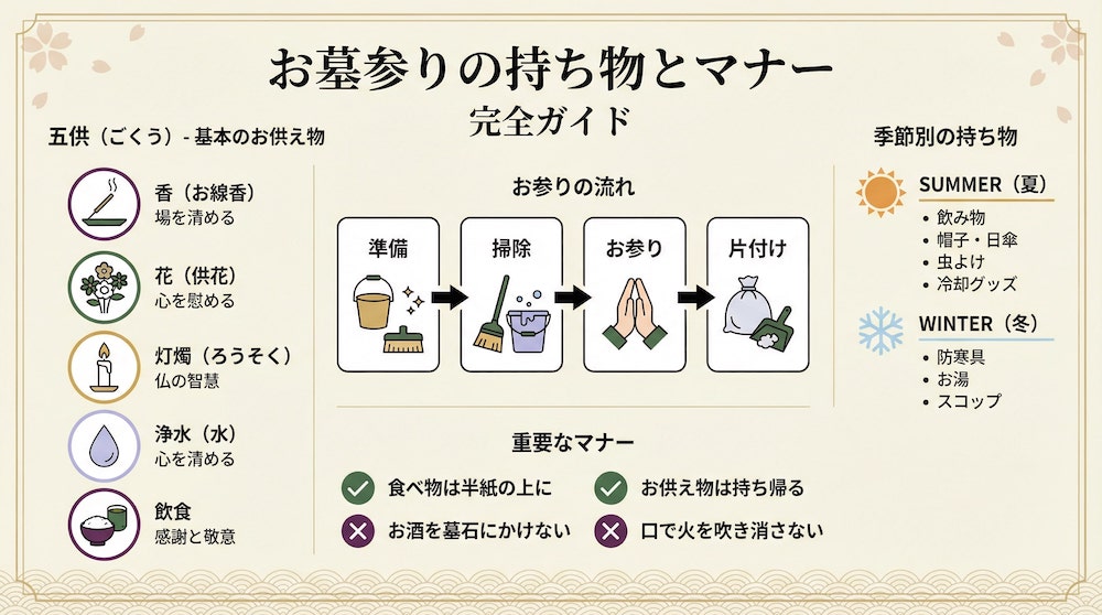 お墓参りの持ち物とマナー