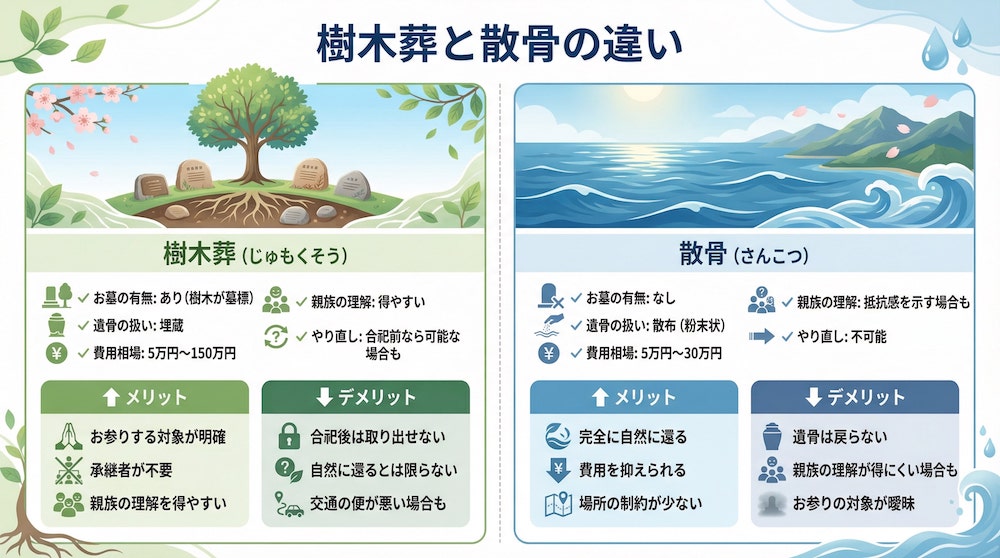 樹木葬と散骨の違い